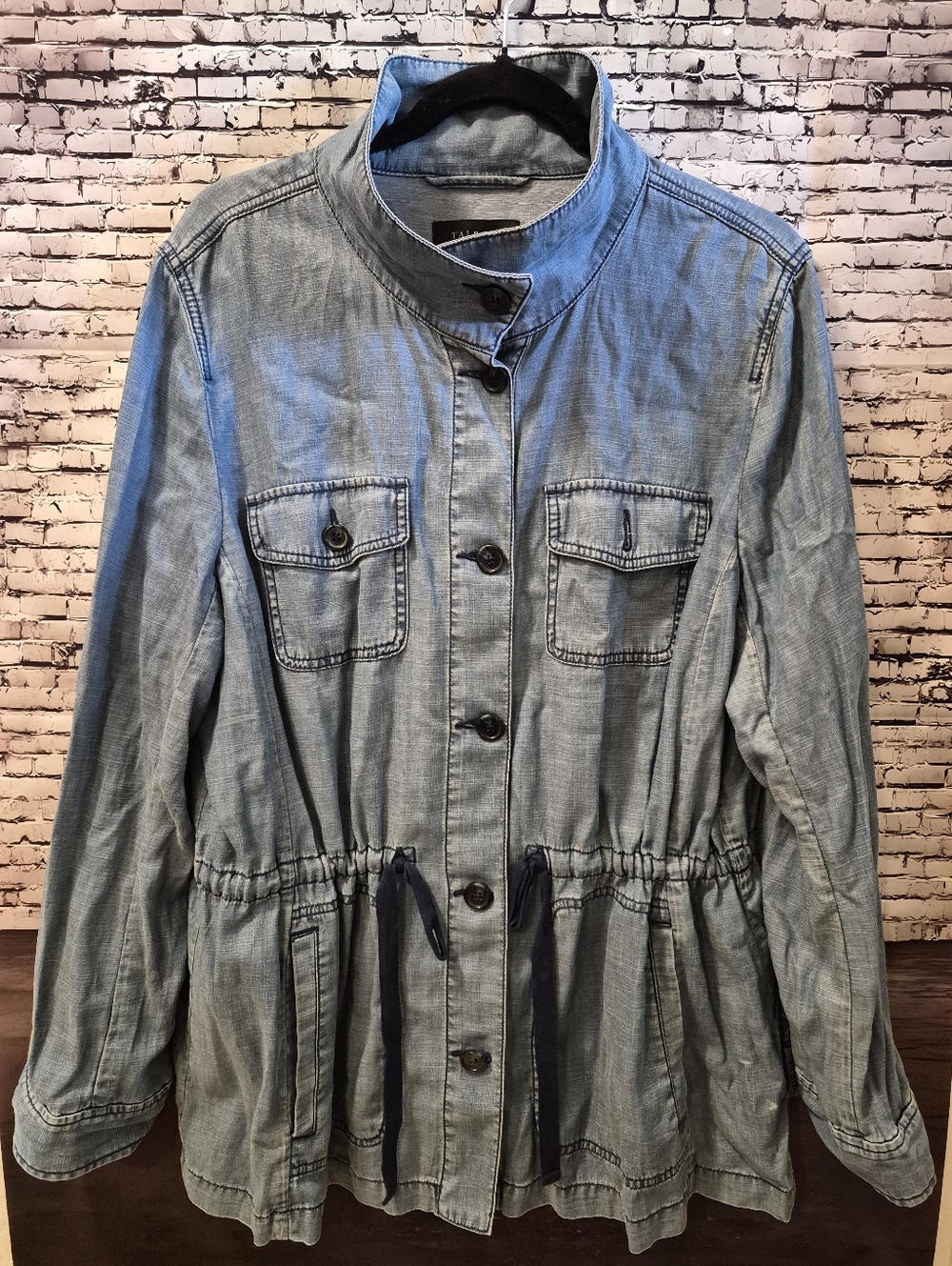 Talbots Light Blue Denim Safari Utility Jacket Size XL - Picture 3 of 7
